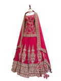 Rani Pink Heavy Embroidered Bridal Lehenga Choli with Dupatta