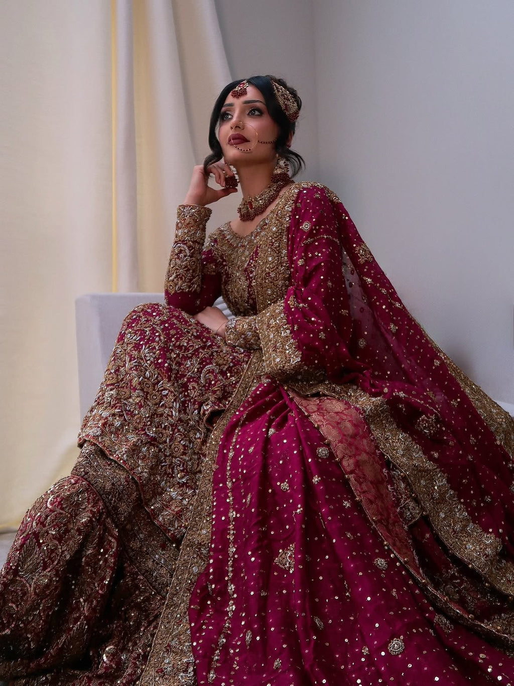 Rich plum bridal lehenga