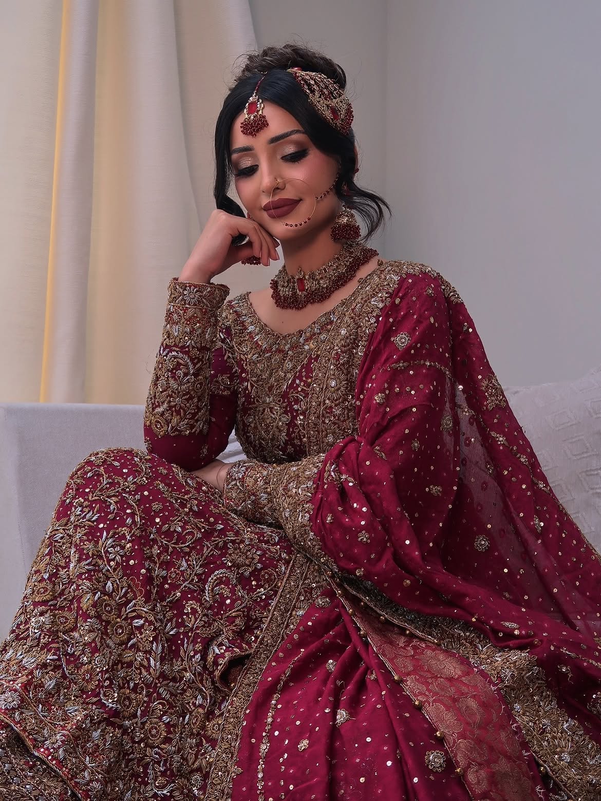 Rich plum bridal lehenga