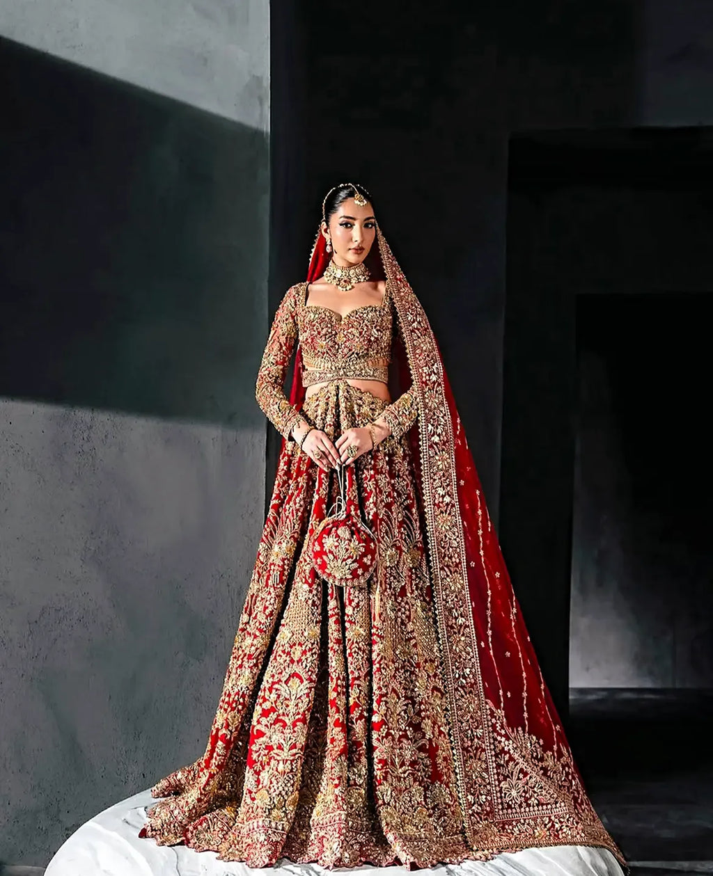 RED BRIDAL WEAR LEHENGA LUXURY COLLECTION
