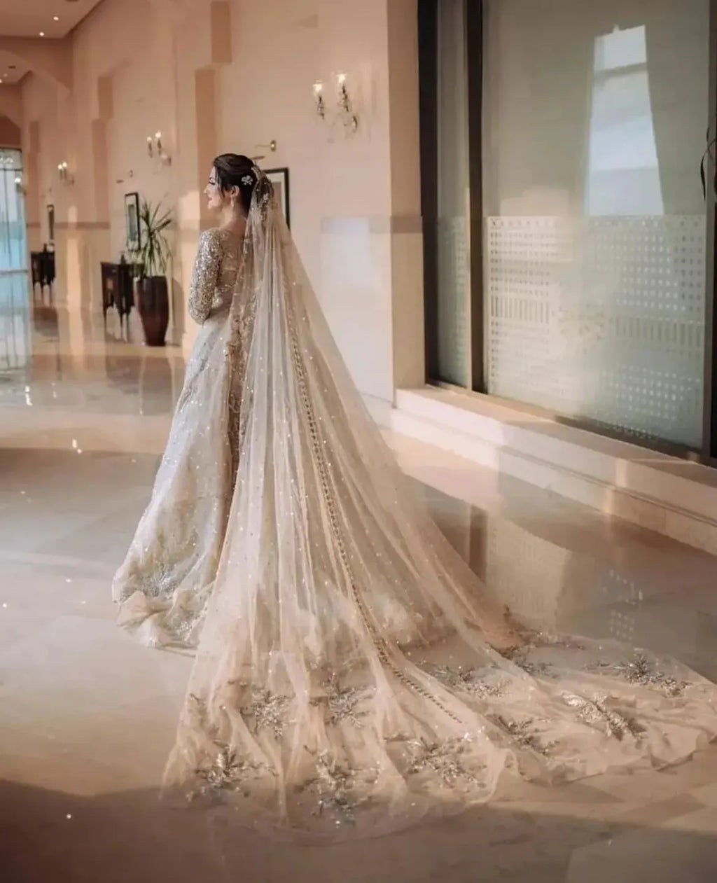 Heavy-flared bridal gown