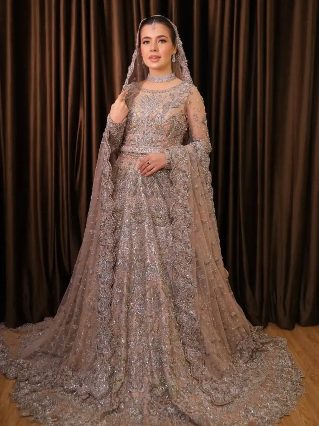 Tea-pink bridal maxi
