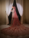 peachy pink bridal wear