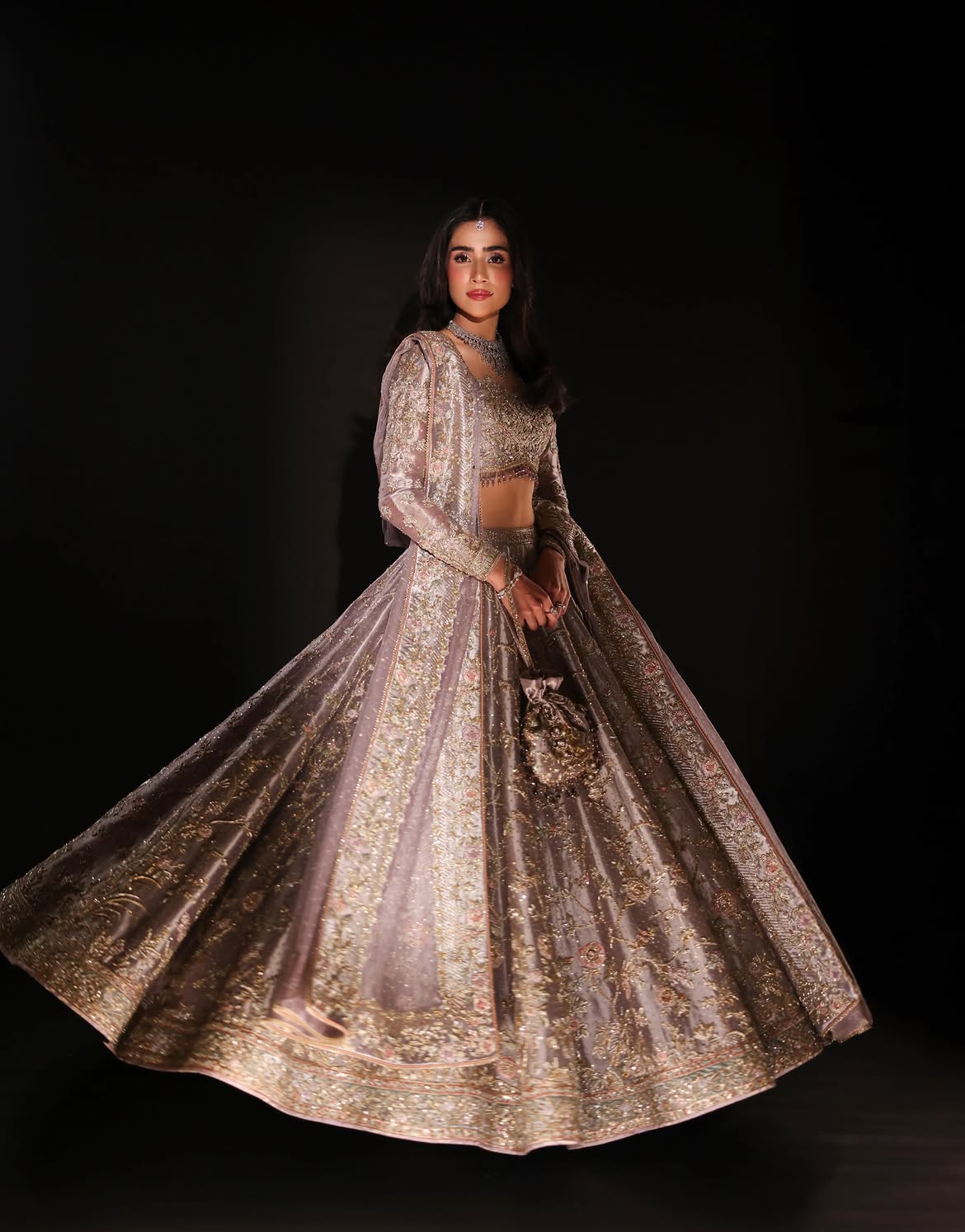 CROPPED EMBELLISHED BRIDAL LEHENGA