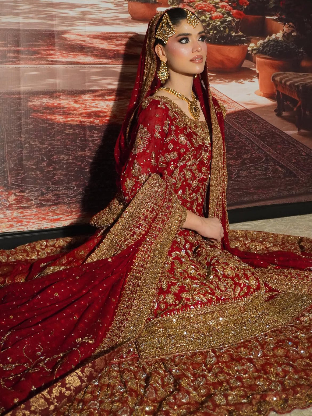RED BRIDAL FARSHI LEHENGA