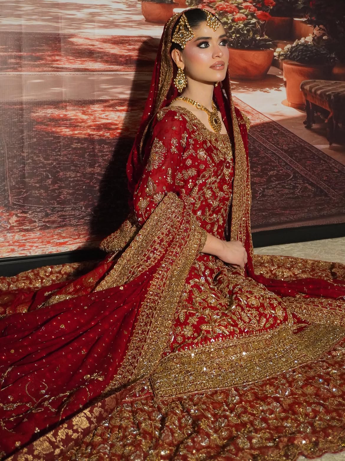 RED BRIDAL FARSHI LEHENGA