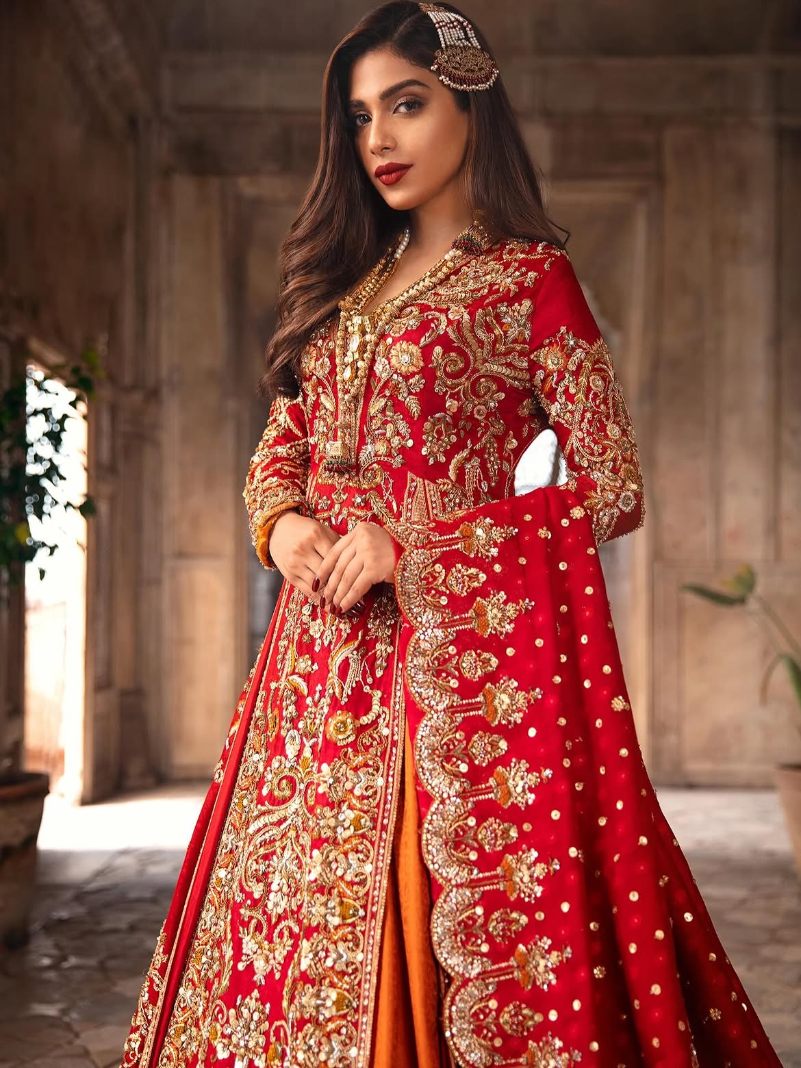 Bold red bridal lehenga