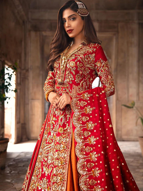 Bold red bridal lehenga