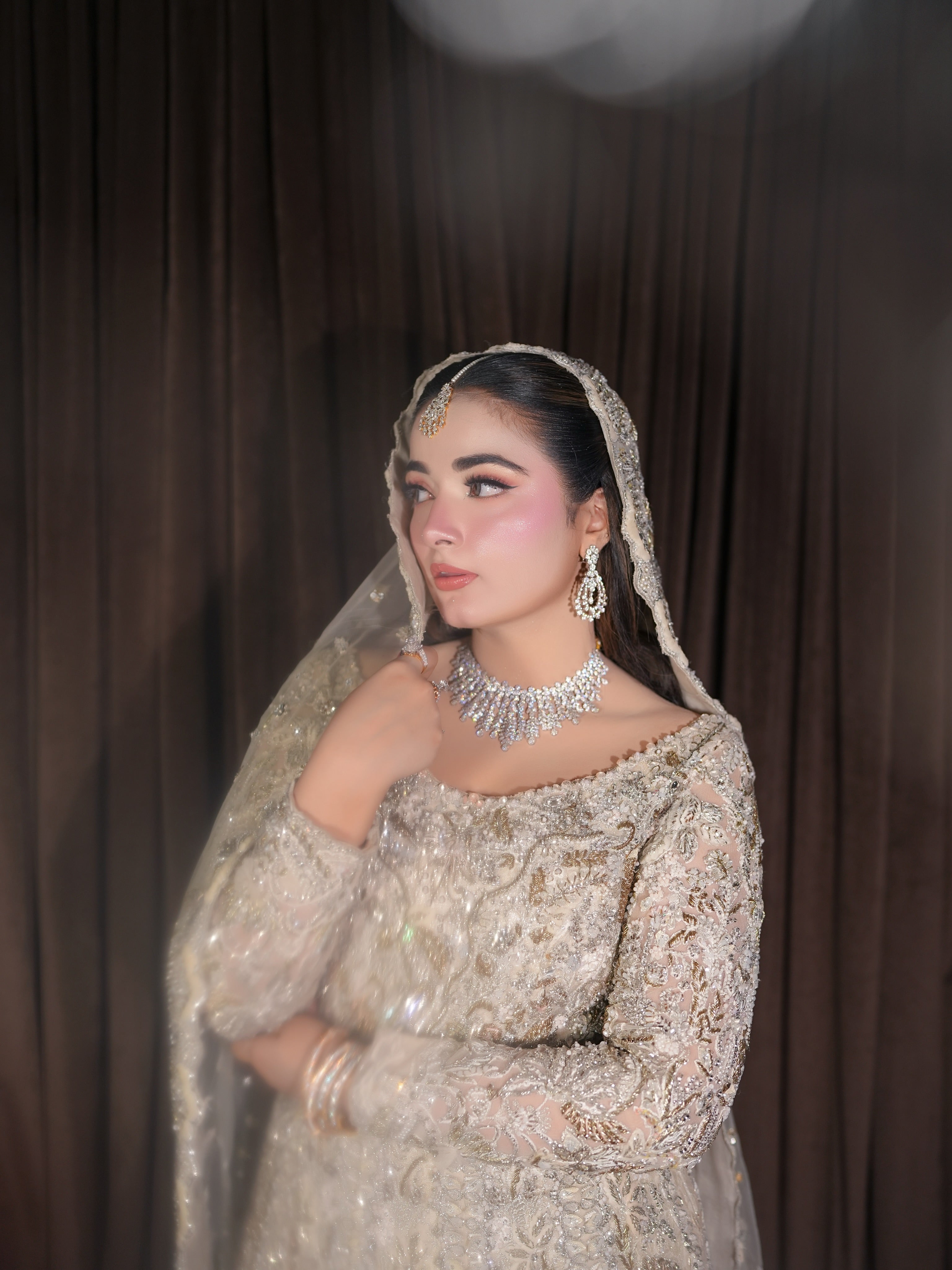 SILVER WHITE PISHWAS FOR BRIDAL