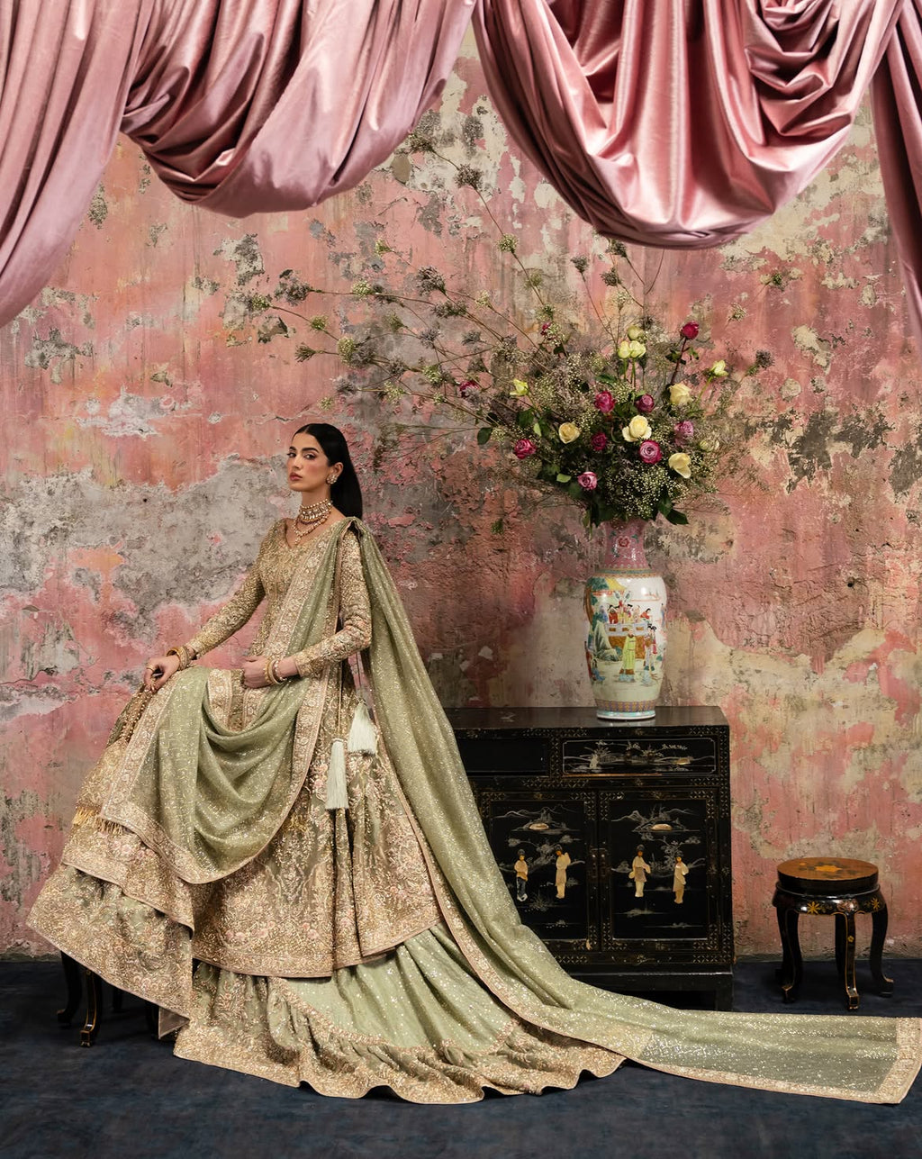 BRIDAL FLORAL PASTEL LEHENGA