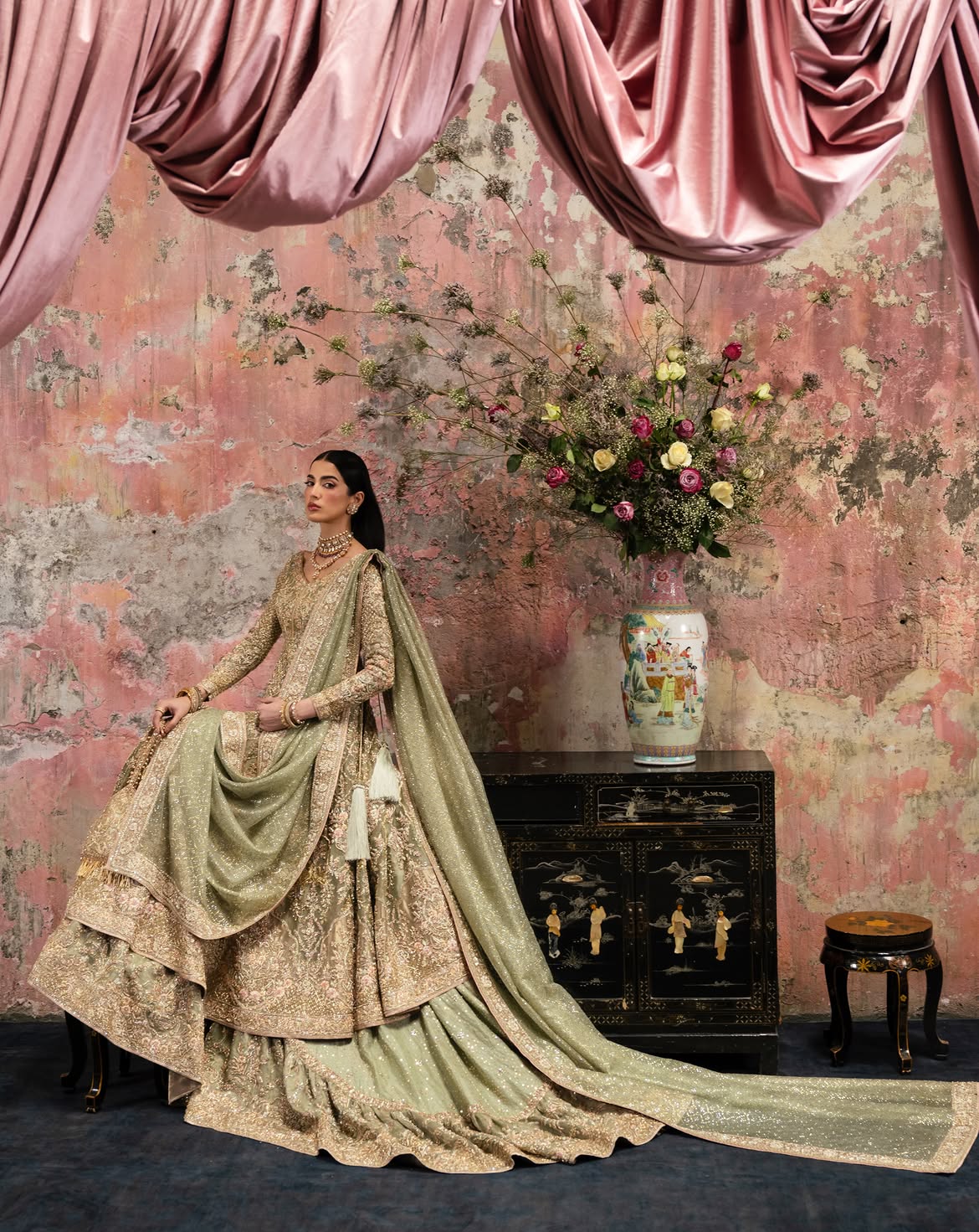 BRIDAL FLORAL PASTEL LEHENGA