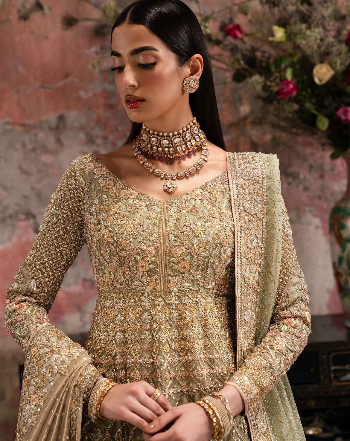 BRIDAL FLORAL PASTEL LEHENGA