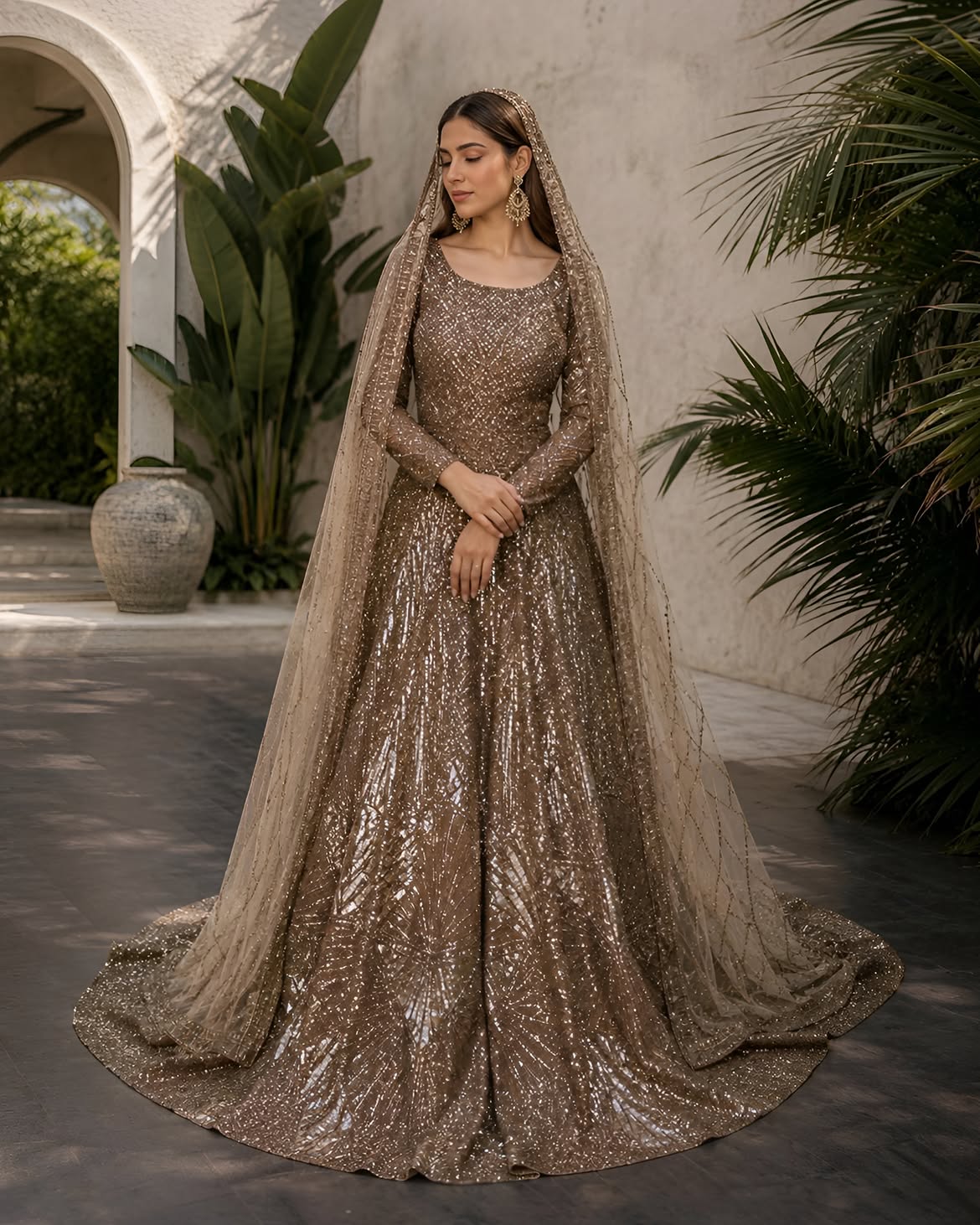 BRONZE GOLD BRIDAL LEHENGA