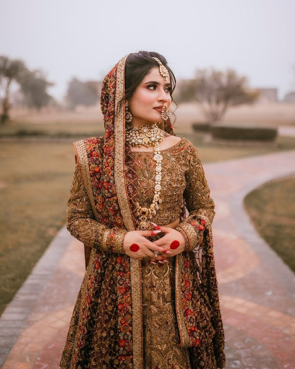 ANTIQUE RICH-GOLD BRIDAL BRASS LEHENGA