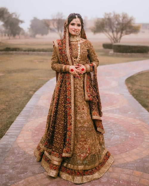 ANTIQUE RICH-GOLD BRIDAL BRASS LEHENGA