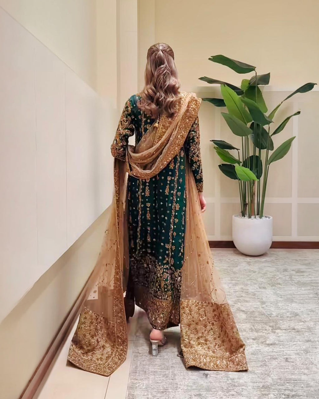 Deep green bridal wear