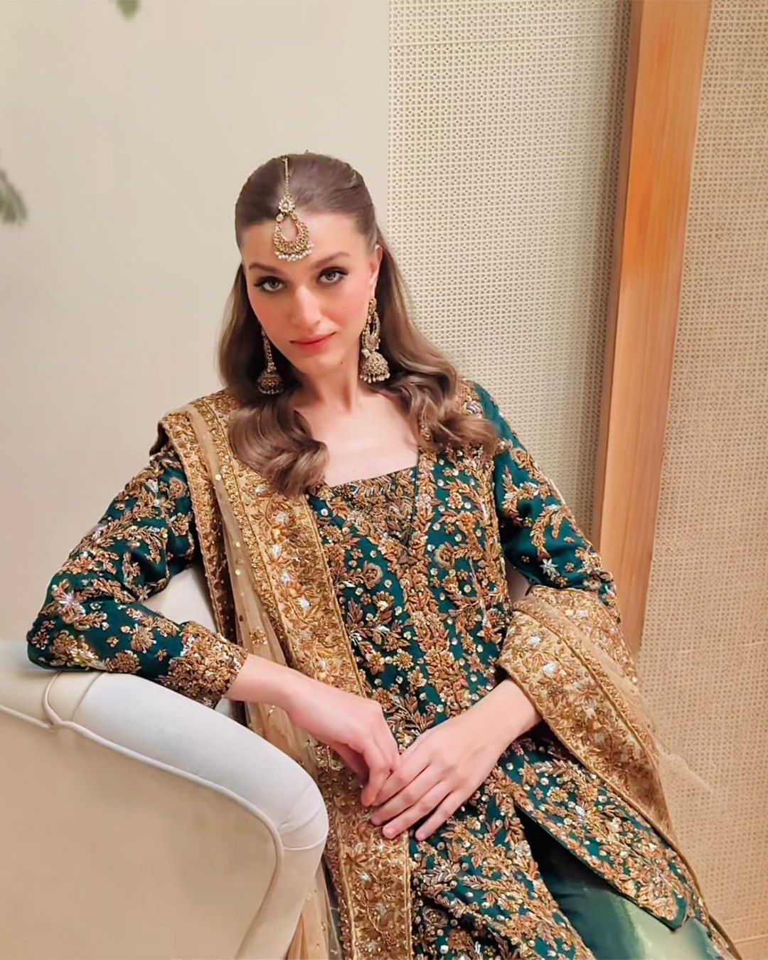Deep green bridal wear