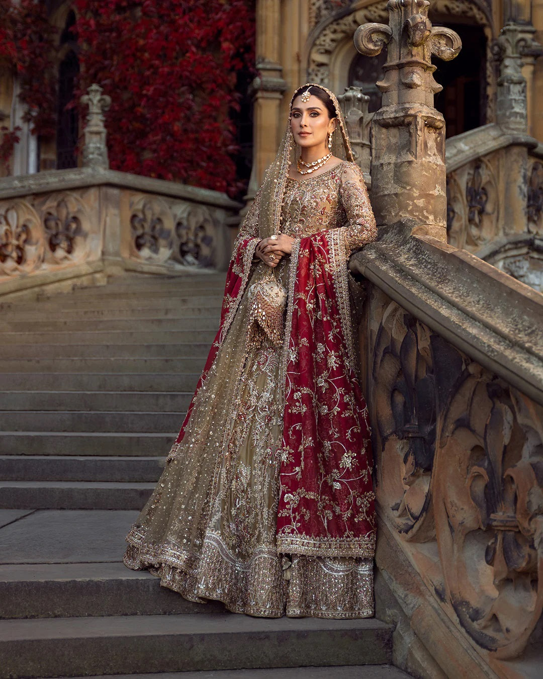 open scoop bridal lehenga