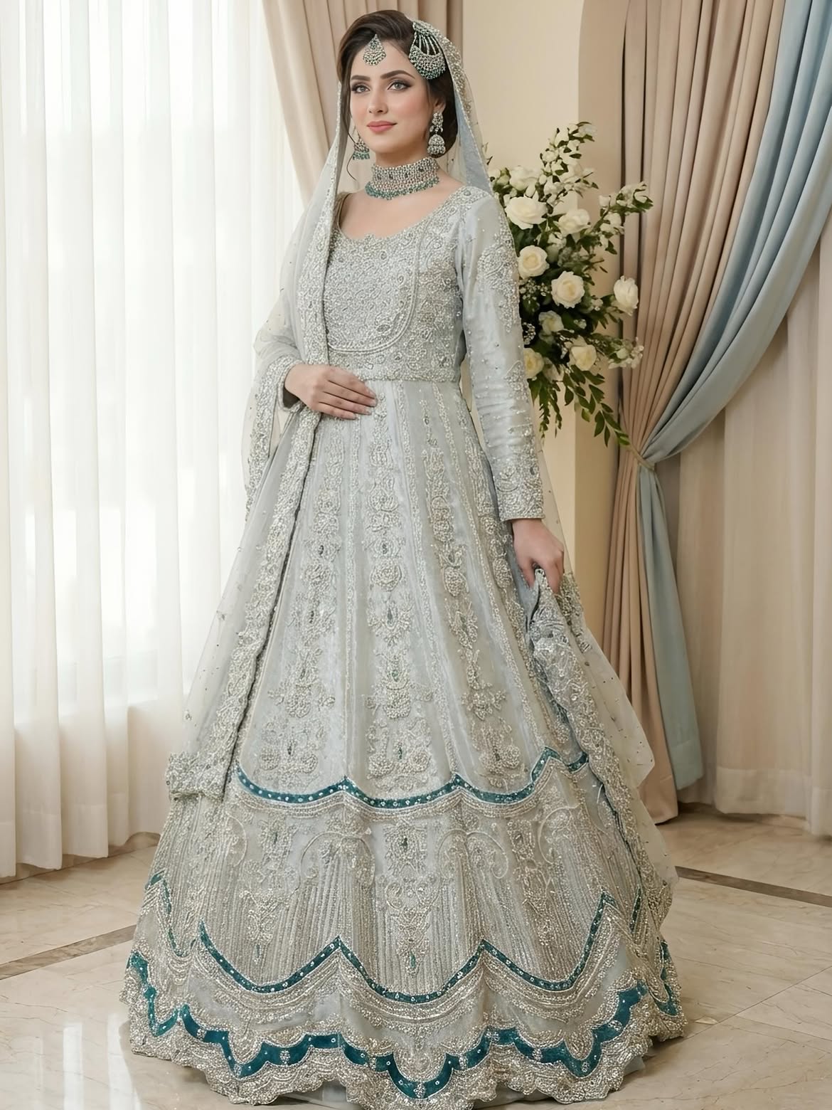 Floor-length anarkali bridal gown