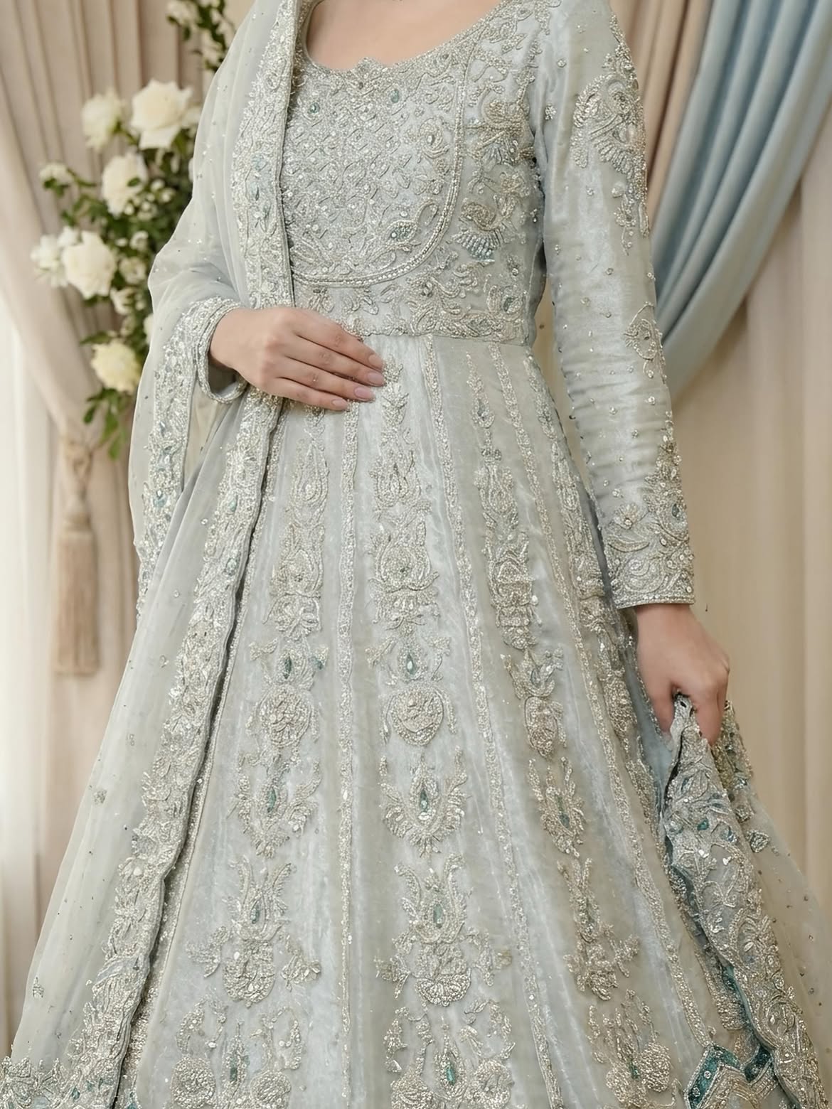 Floor-length anarkali bridal gown
