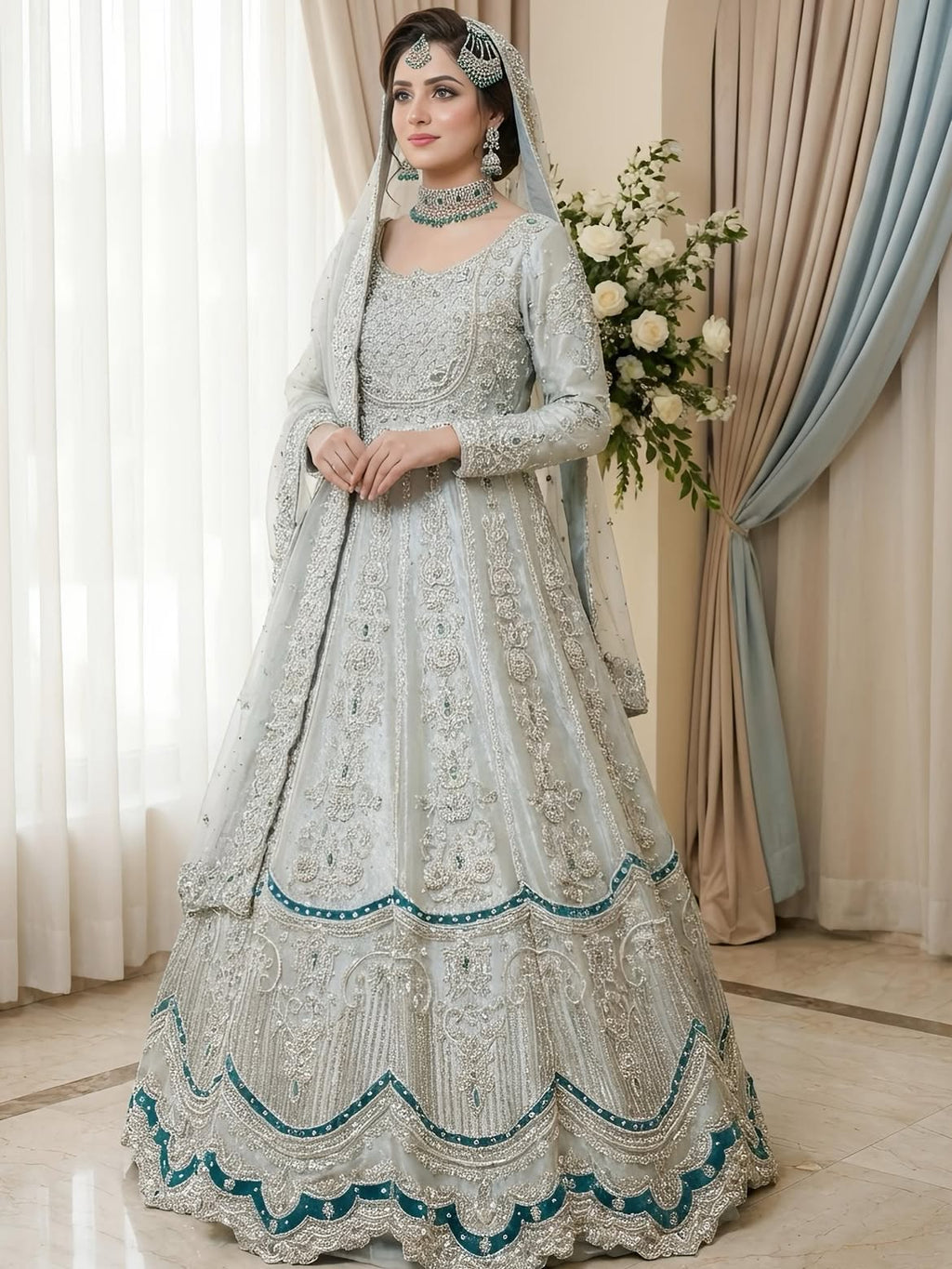 Floor-length anarkali bridal gown