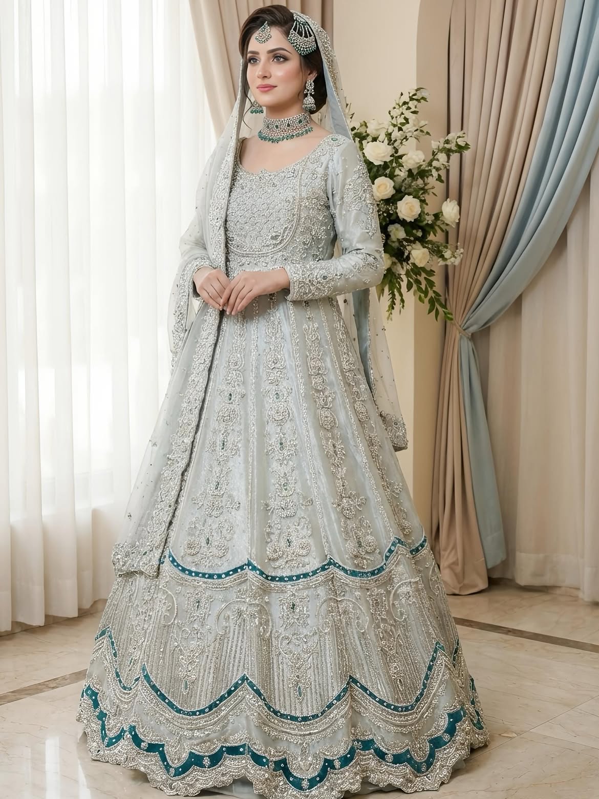 Floor-length anarkali bridal gown