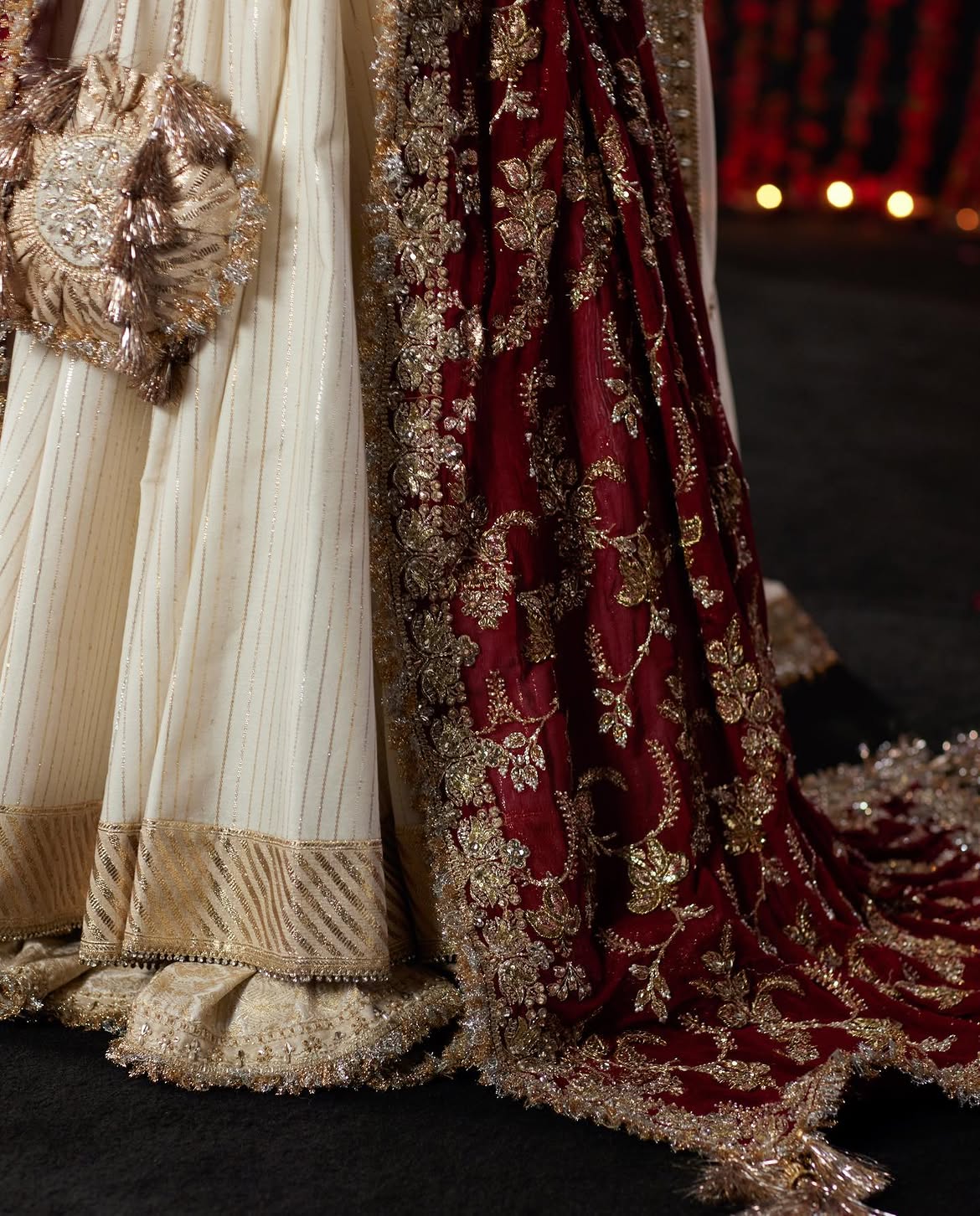 WHITE PISHWAS WITH GOLD BRIDAL WEAR