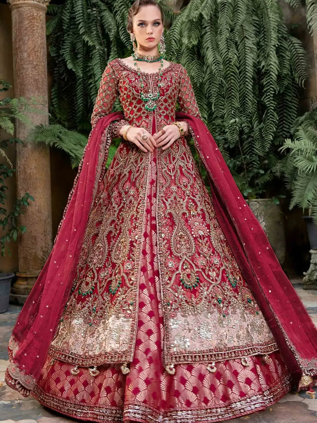 deep red bridal wear
