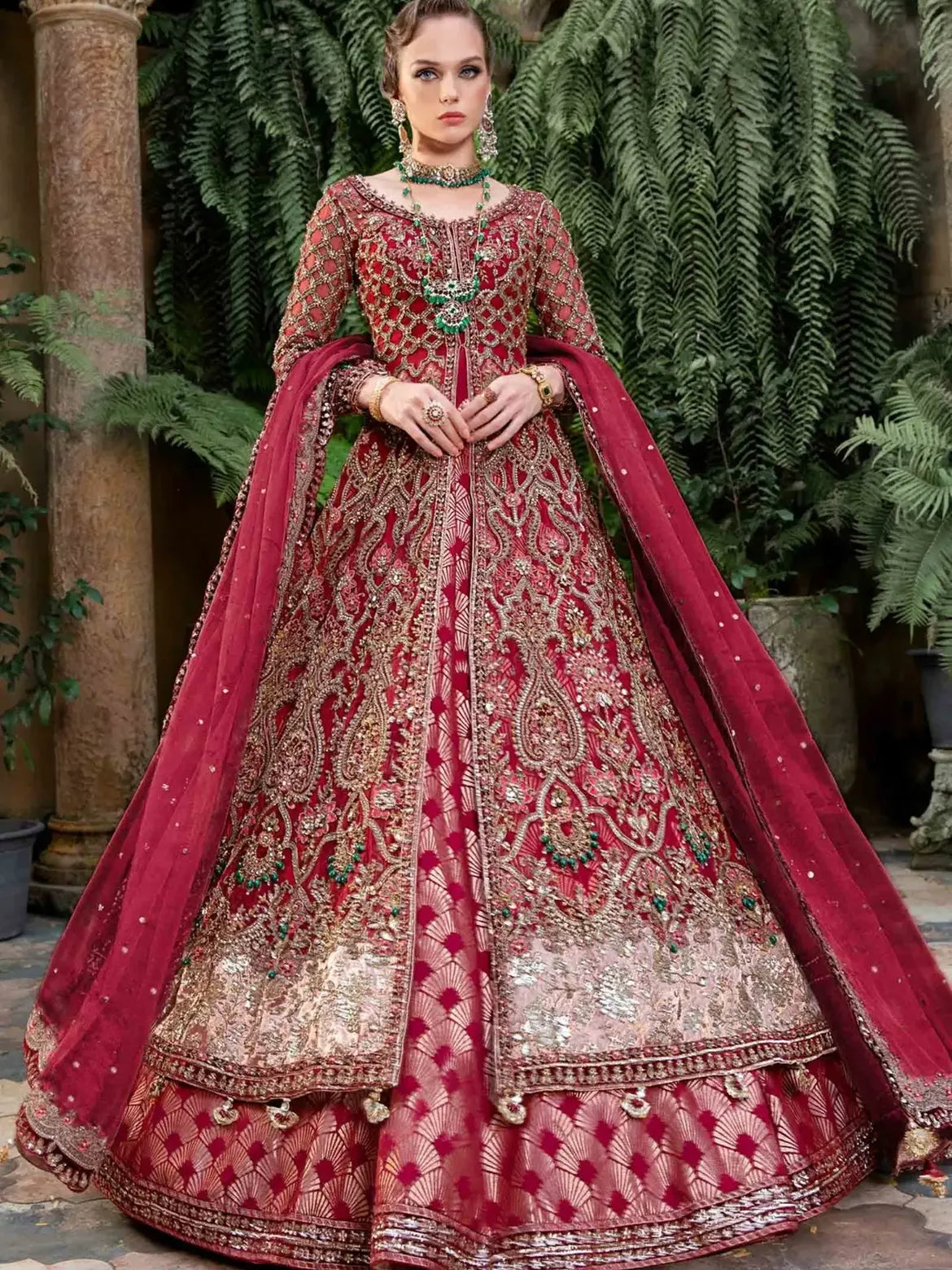 deep red bridal wear