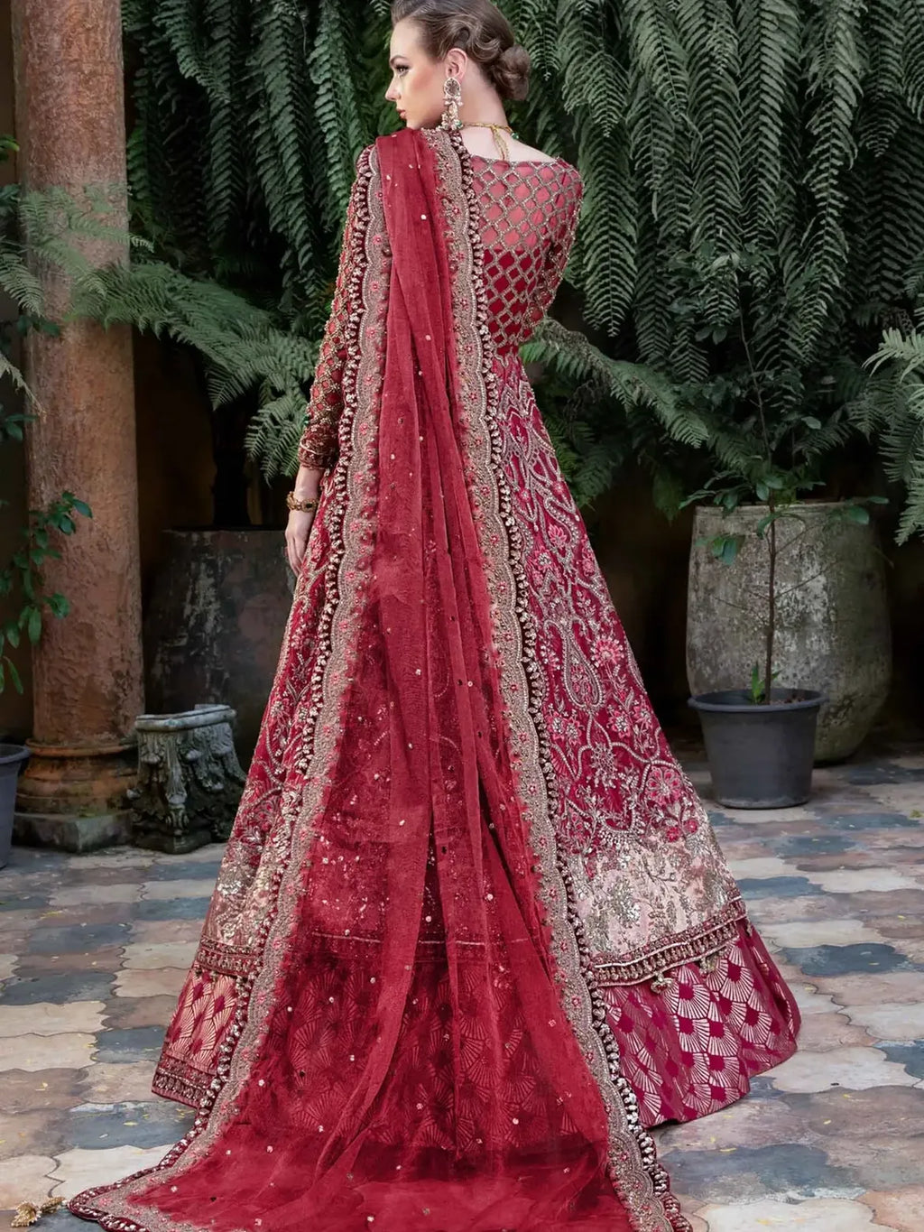 deep red bridal wear