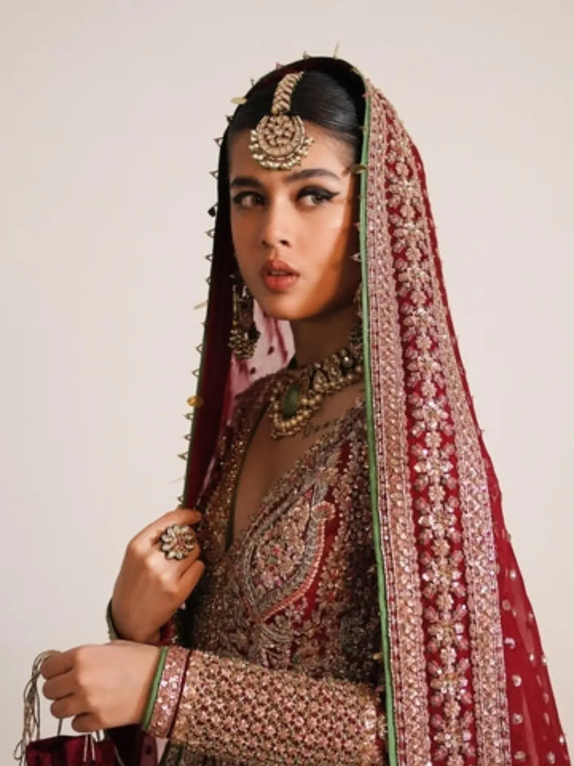 Multi-layered south asian bridal dress