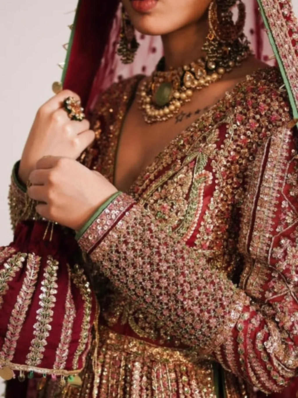 Multi-layered south asian bridal dress