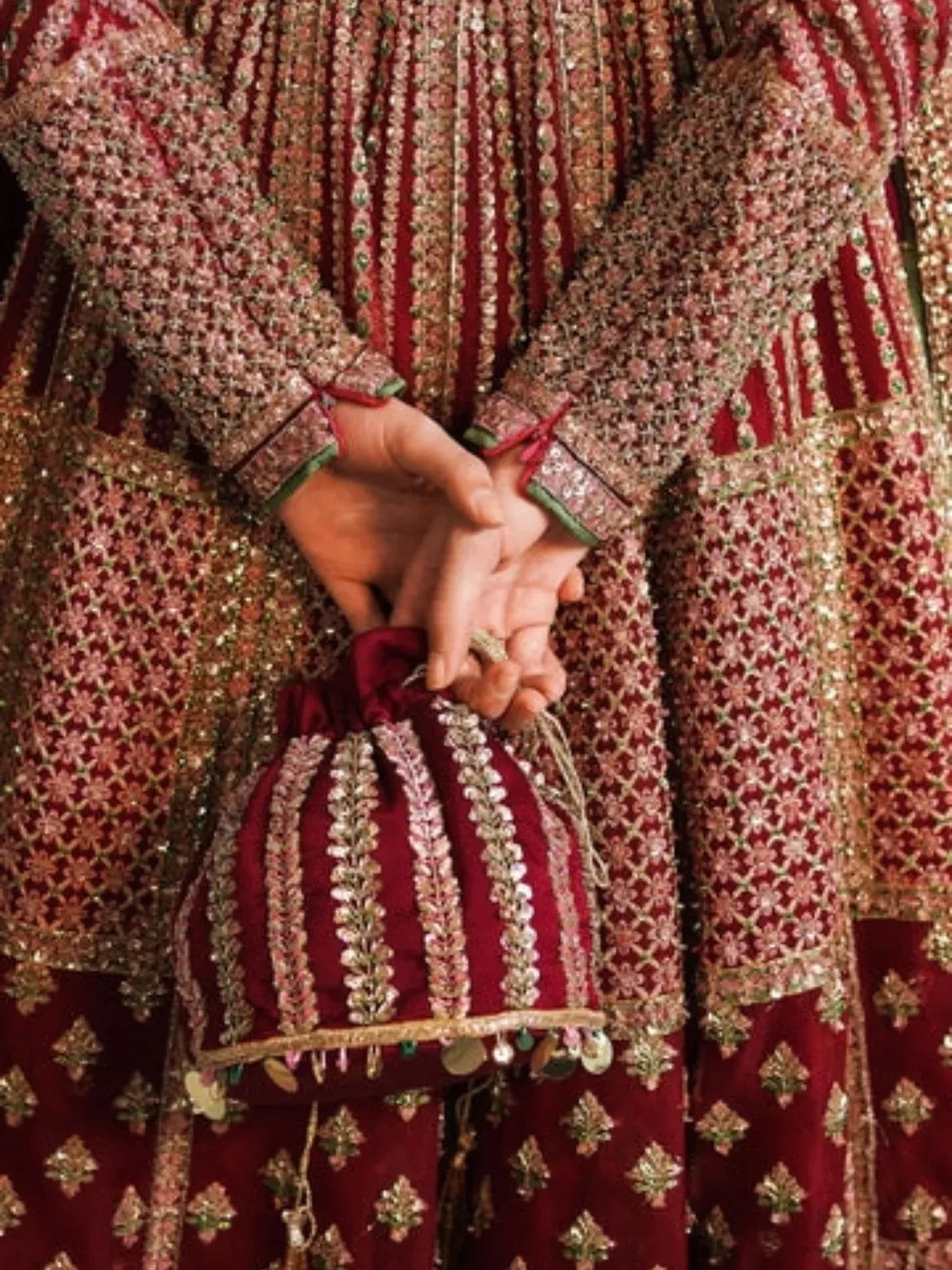 Multi-layered south asian bridal dress