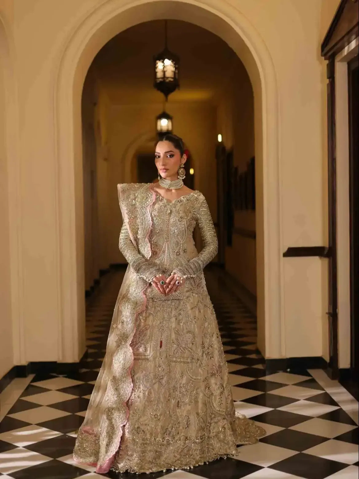 Creamy bridal wear