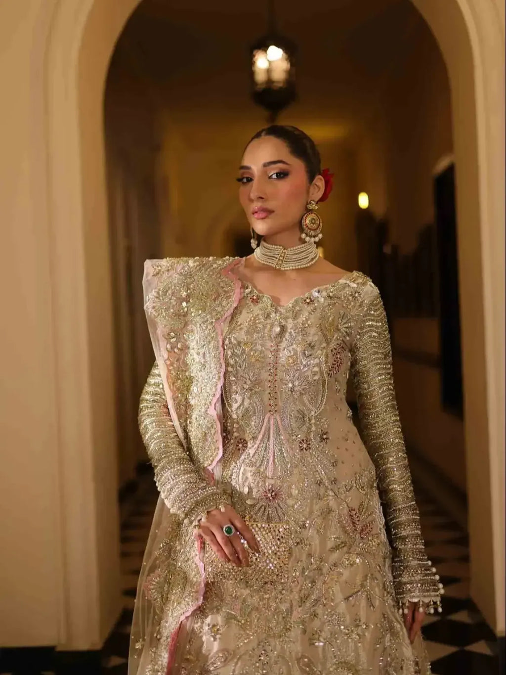 Creamy bridal wear