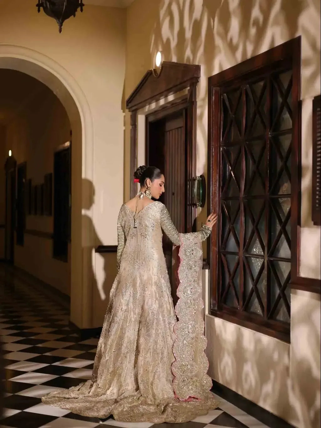 Creamy bridal wear