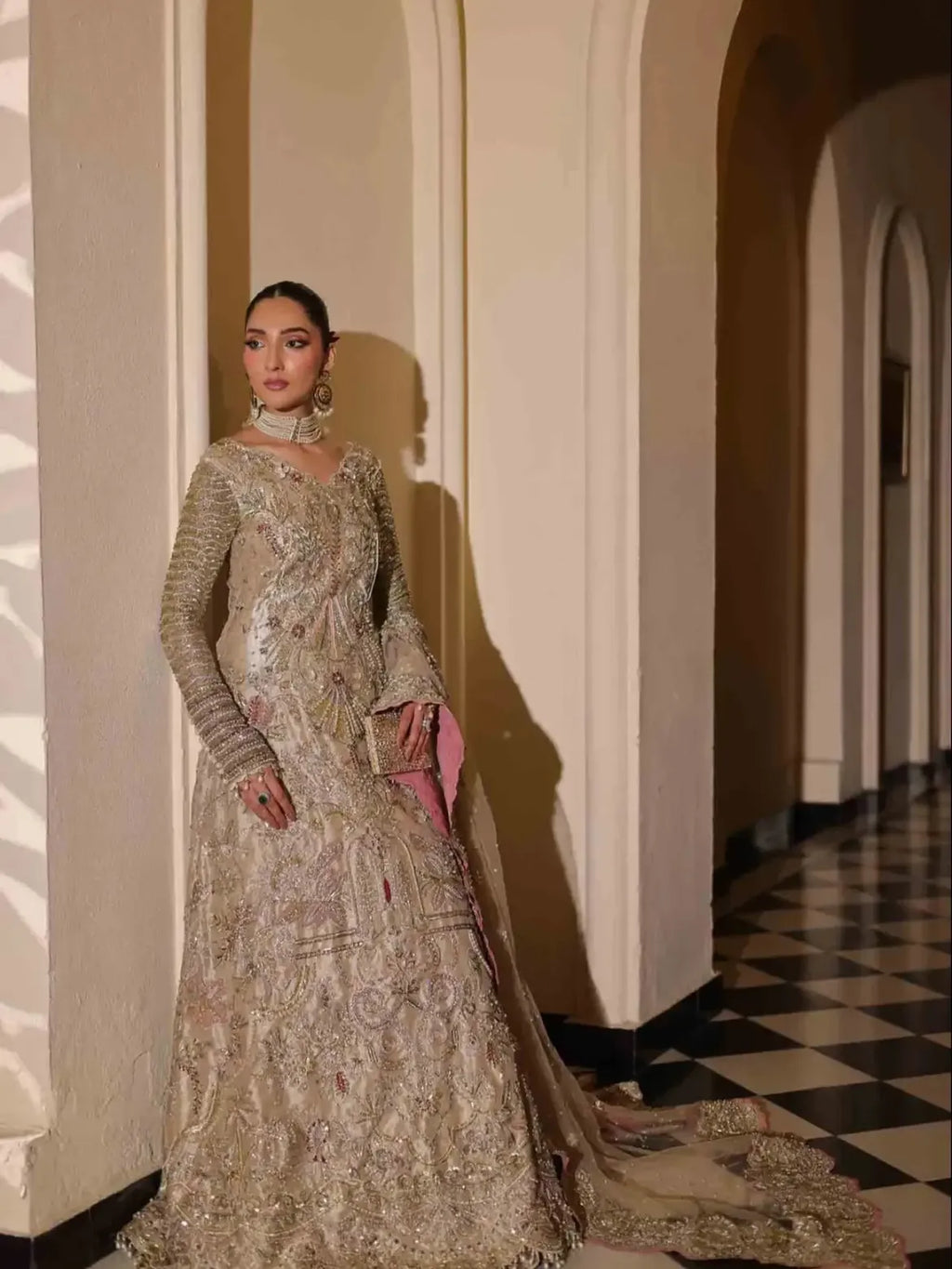 Creamy bridal wear