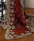 Heavily embellished bridal red maxi