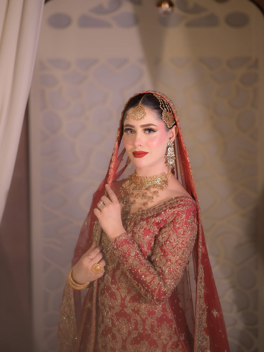 CARROT RED BRIDAL LEHENGA