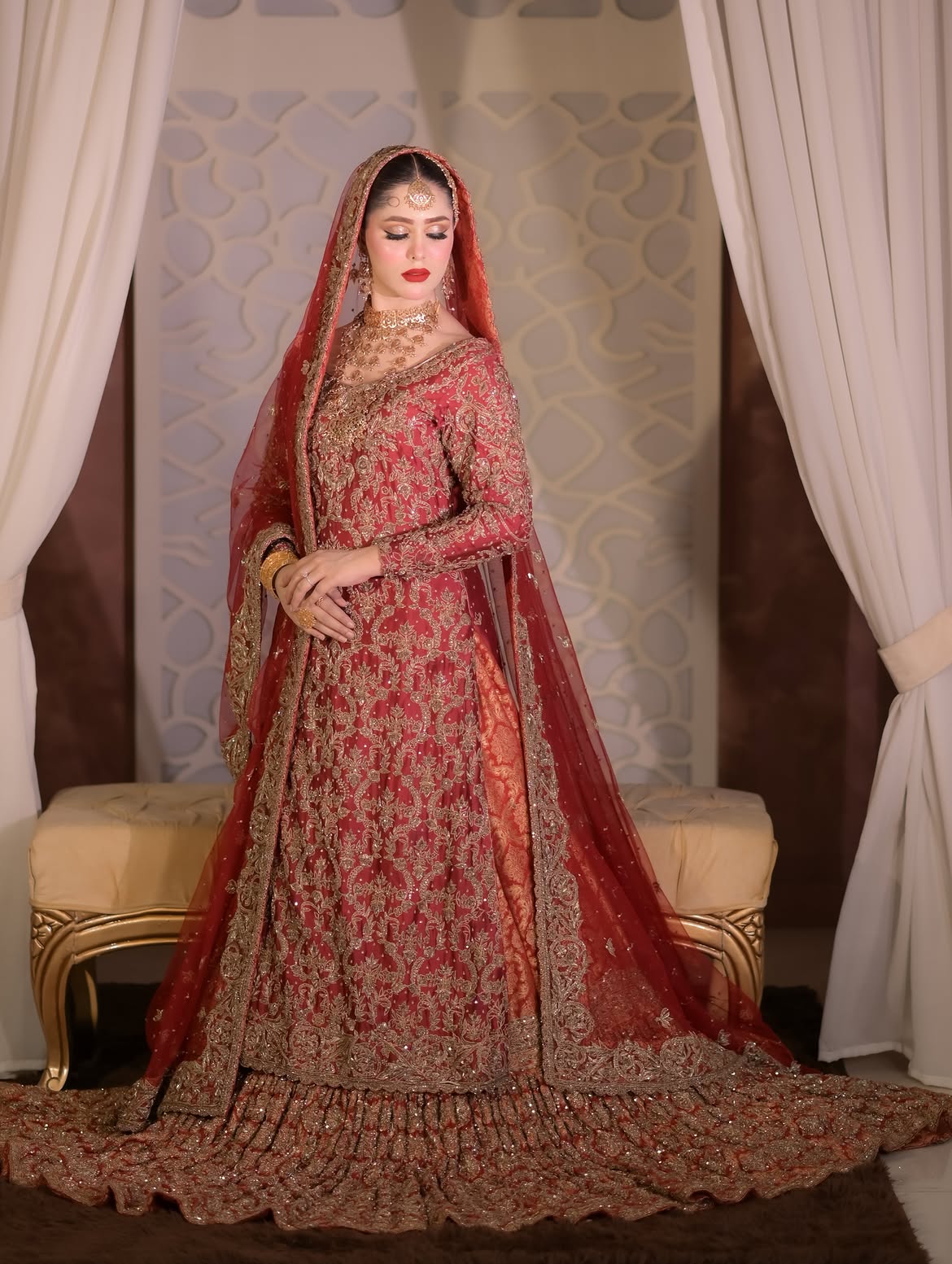 CARROT RED BRIDAL LEHENGA