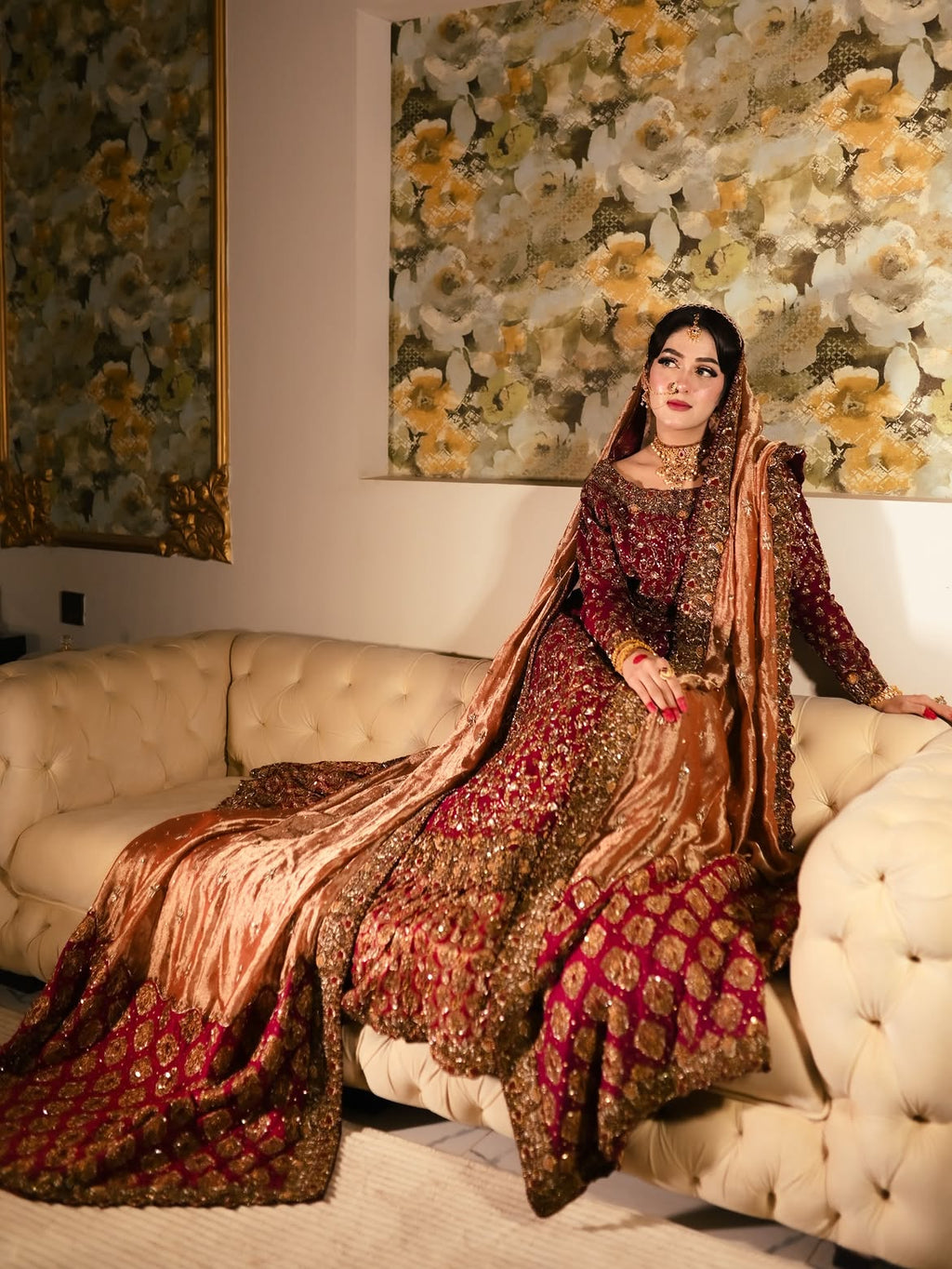 Maroon-red bridal lehenga