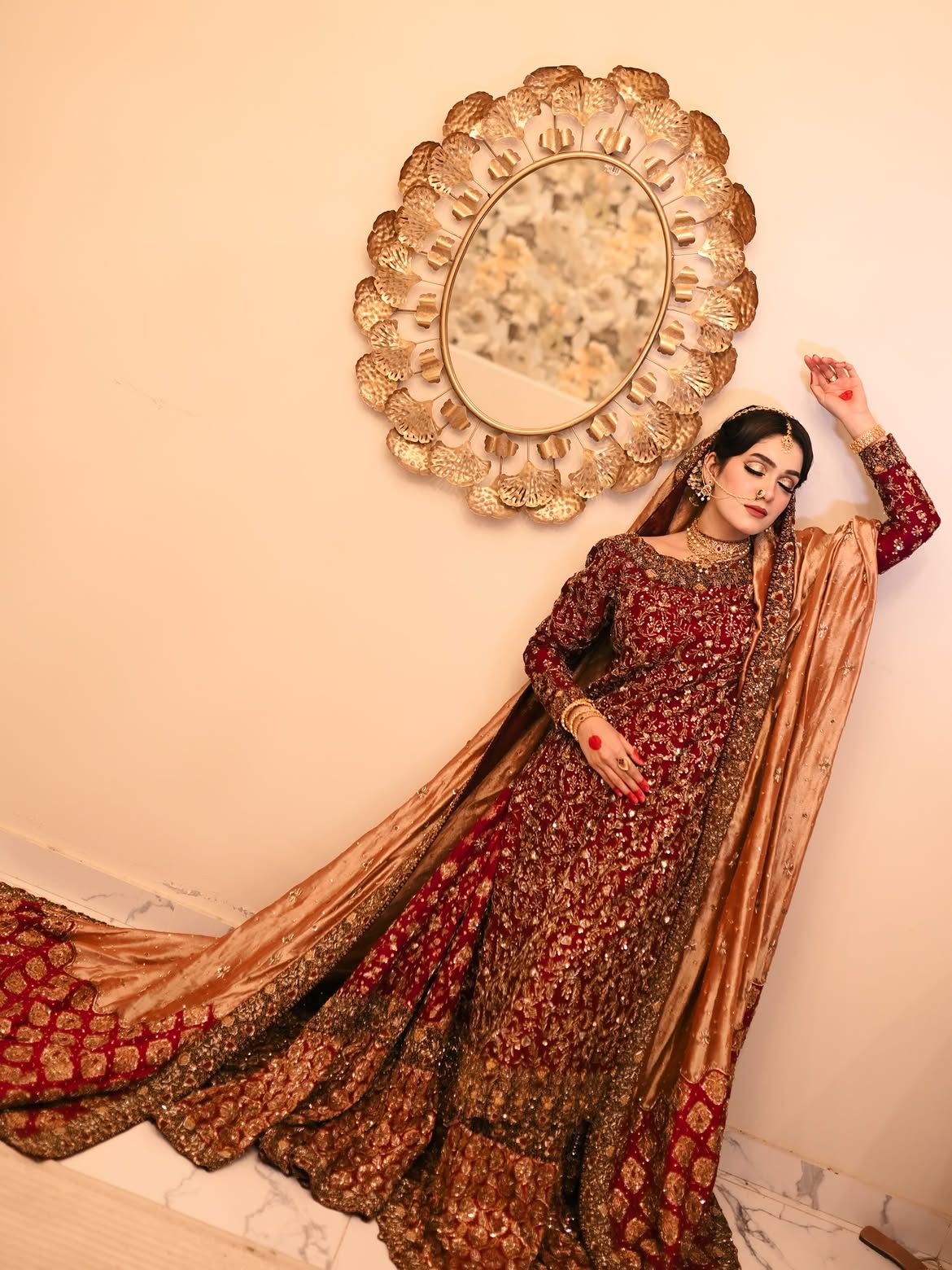 Maroon-red bridal lehenga