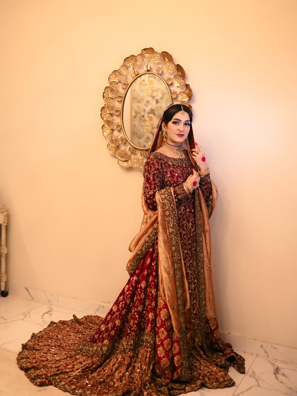 Maroon-red bridal lehenga
