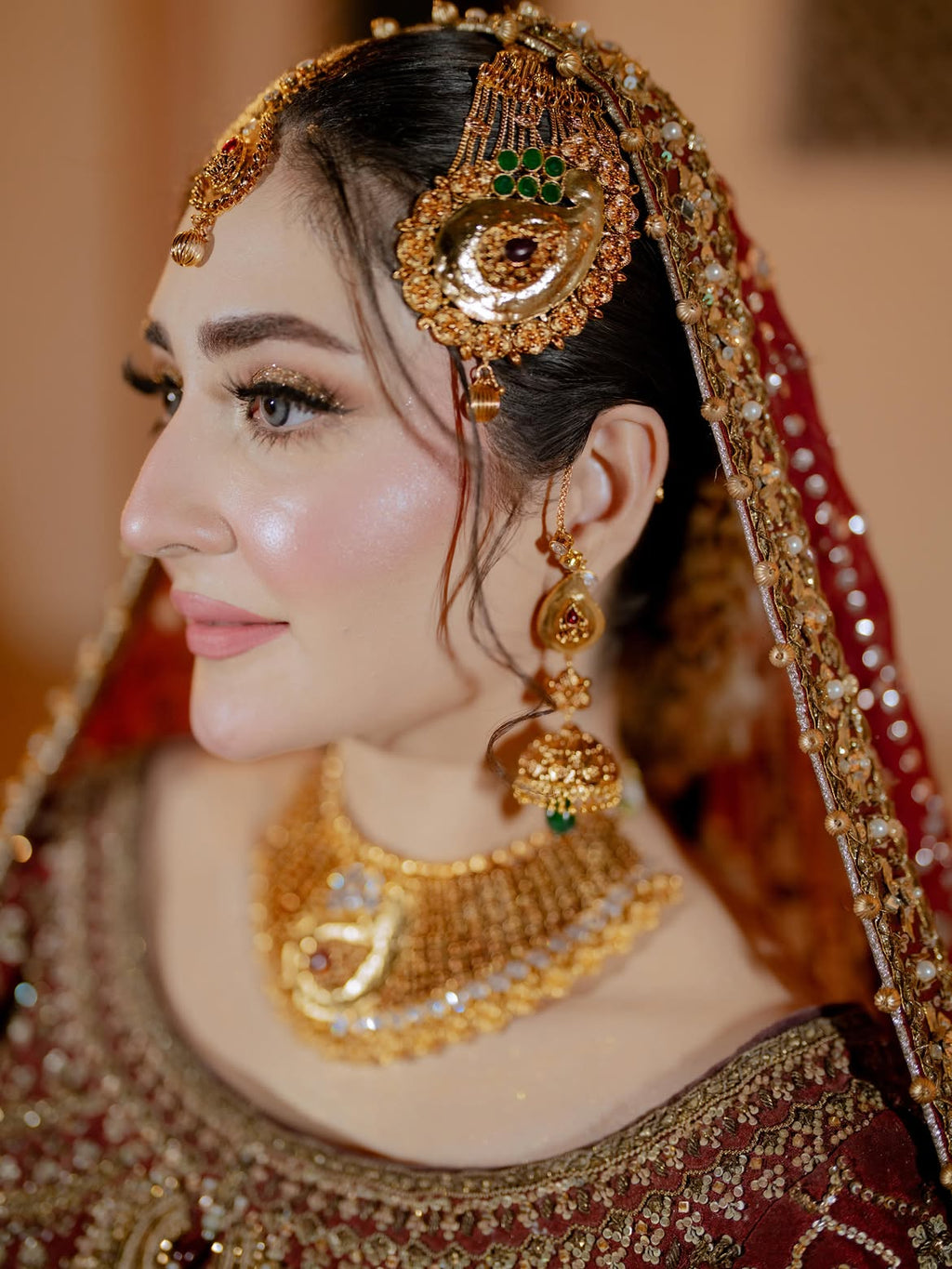 Crimson bridal lehenga