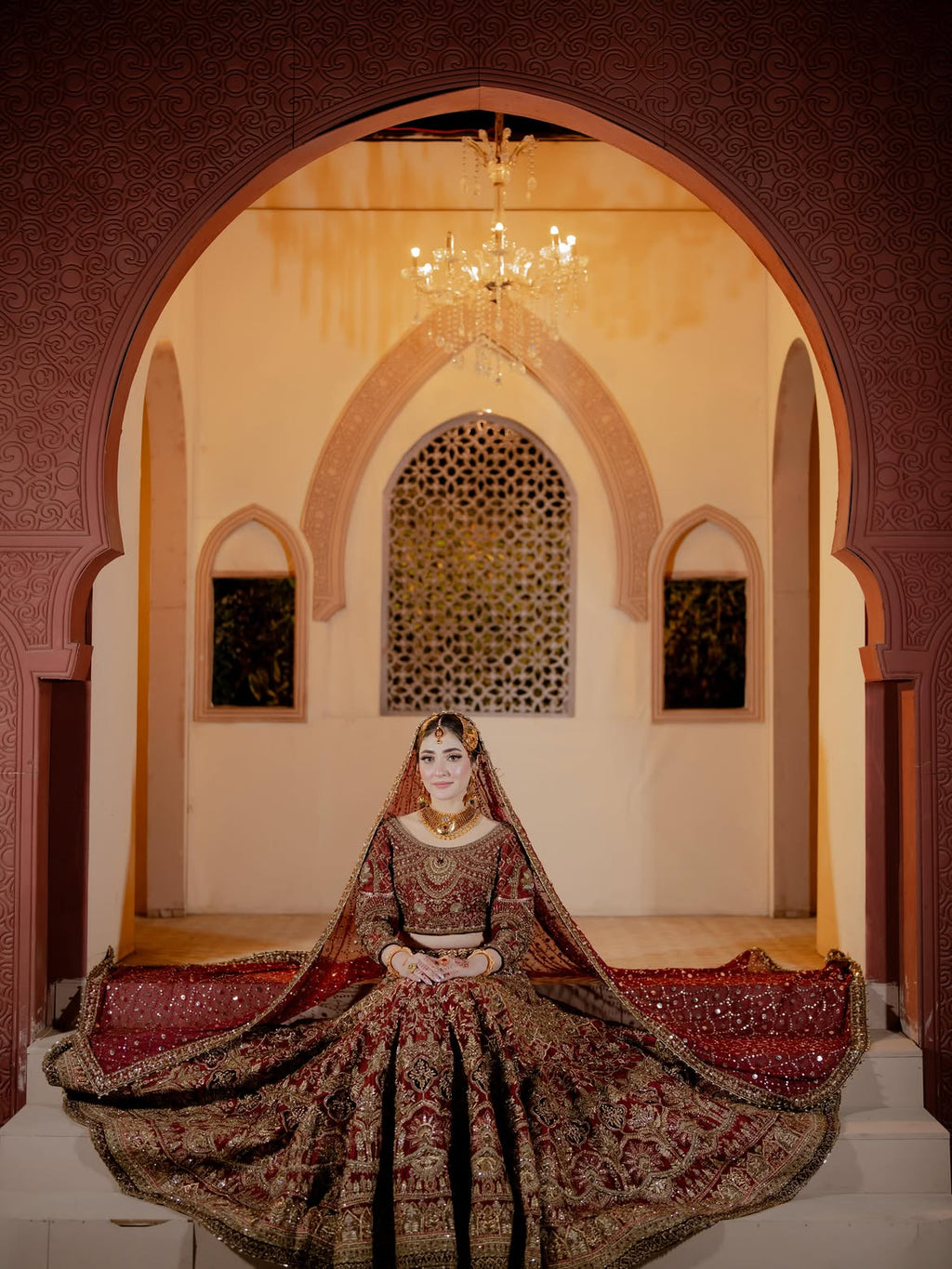Crimson bridal lehenga