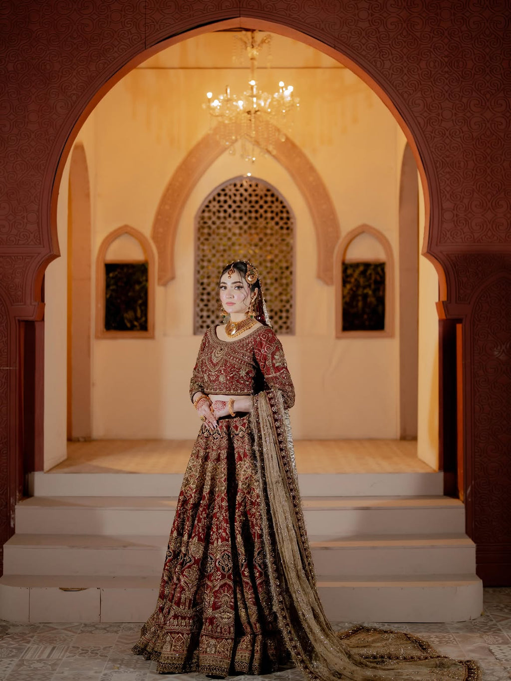 Crimson bridal lehenga