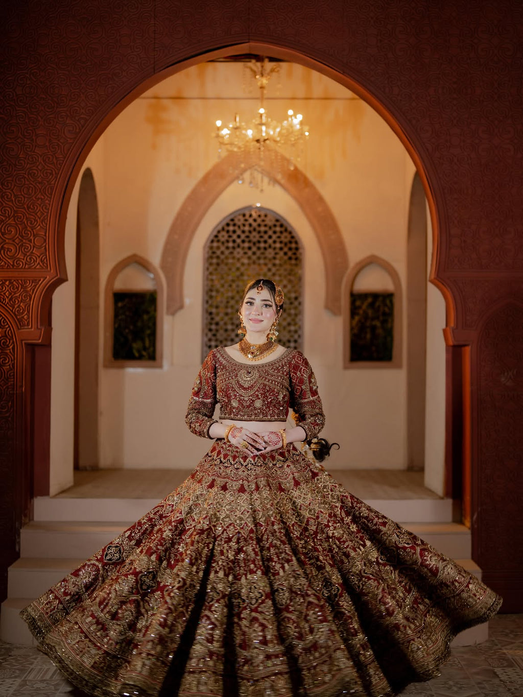 Crimson bridal lehenga