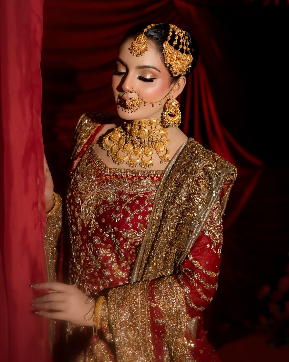Red bridal lehenga