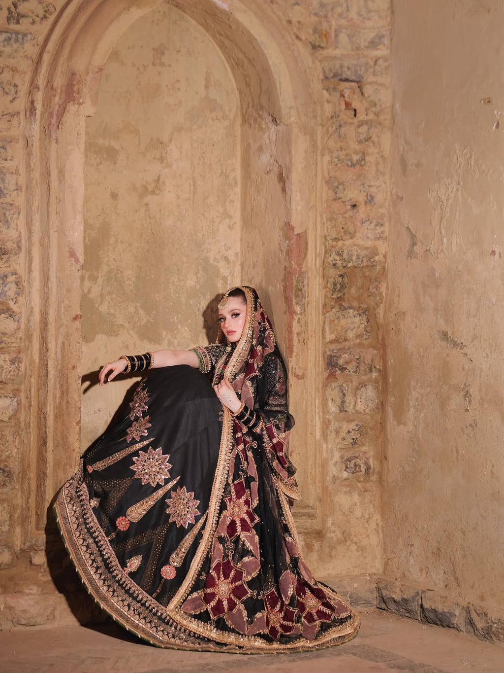 JET BLACK BRIDAL AESTHETIC LEHENGA CHOLI