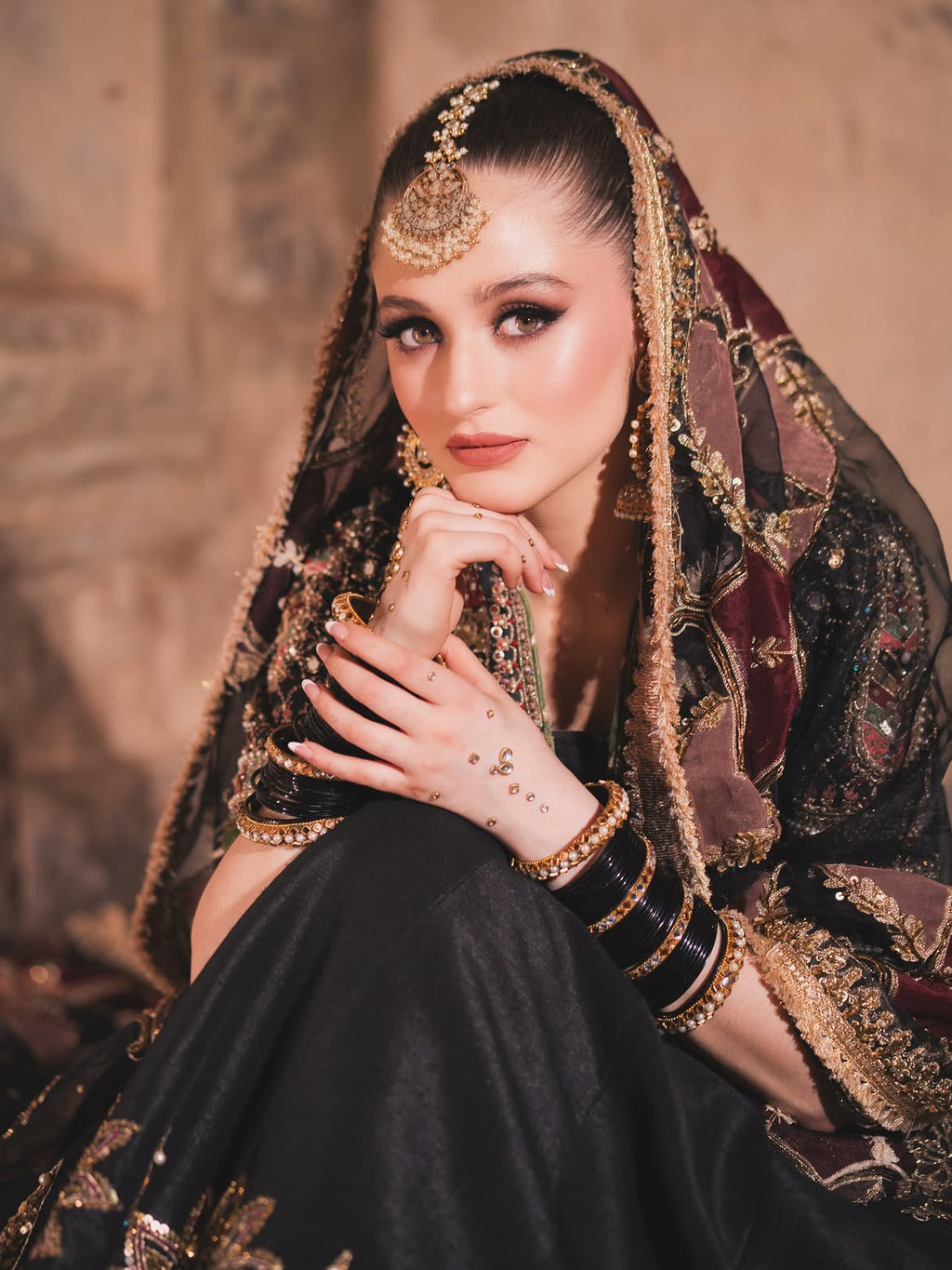 JET BLACK BRIDAL AESTHETIC LEHENGA CHOLI